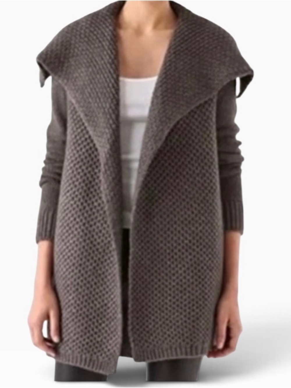 VINCE Yak/Wool Blend Waffle Knit Charcoal Gray Cardigan Sweater Jacket Size Sml
